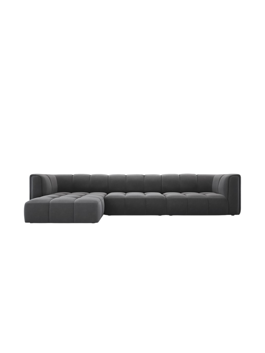 
5-Sitzer Design Ecksofa "Adams" - Samt Grau / Eckteil links