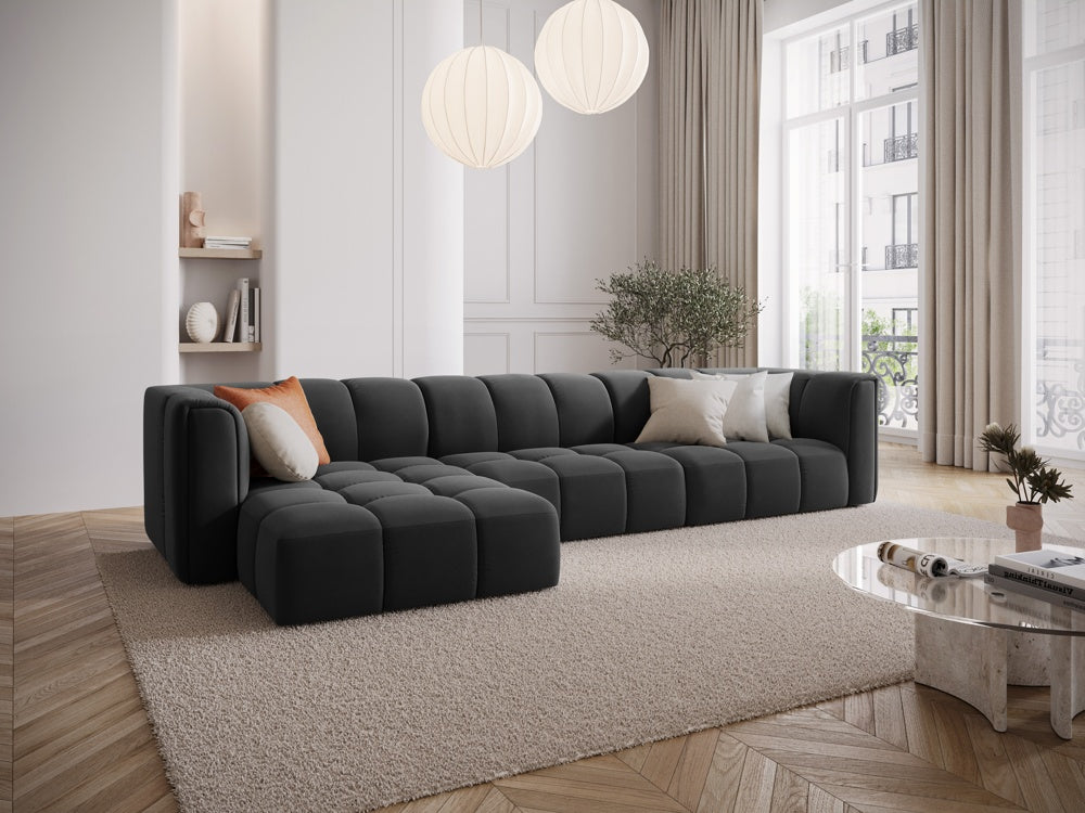 
5-Sitzer Design Ecksofa "Adams" - Samt Grau / Eckteil links