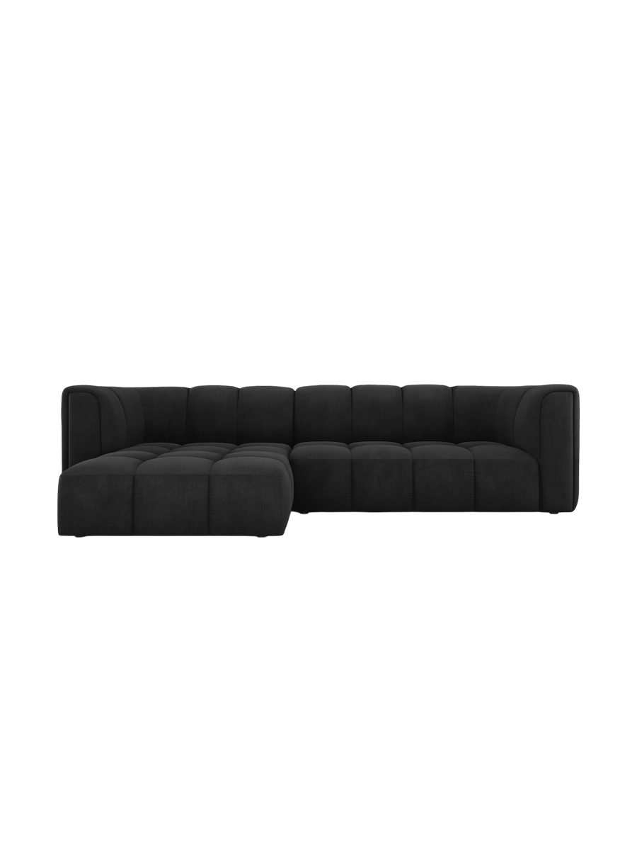 
3-Sitzer Design Ecksofa "Adams" - Chenille Schwarz / Eckteil links