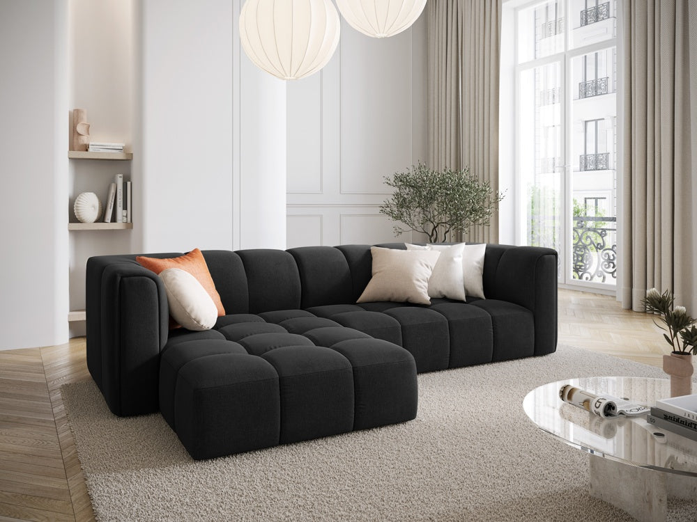 
3-Sitzer Design Ecksofa "Adams" - Chenille Schwarz / Eckteil links