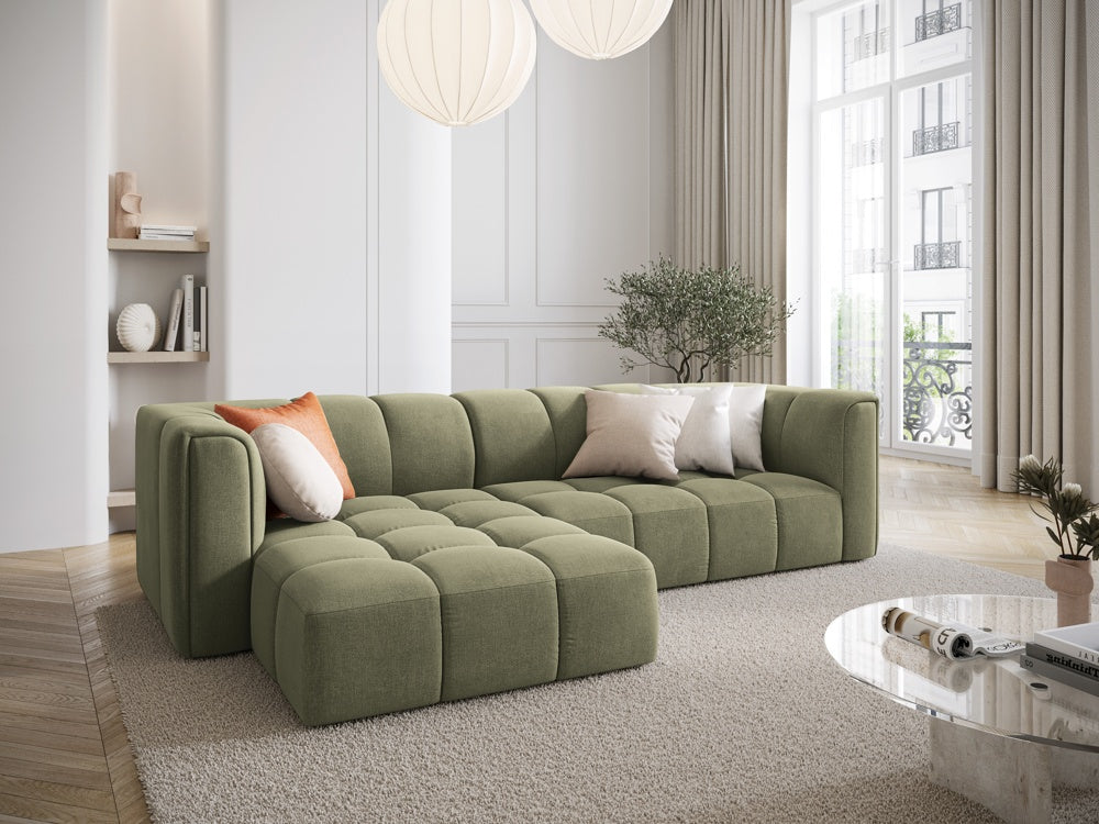 
3-Sitzer Design Ecksofa "Adams" - Chenille Olivgrün / Eckteil links