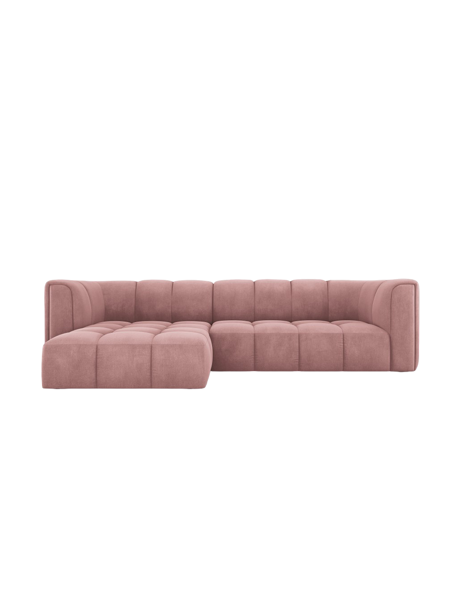 
3-Sitzer Design Ecksofa "Adams" - Chenille Rosa / Eckteil links