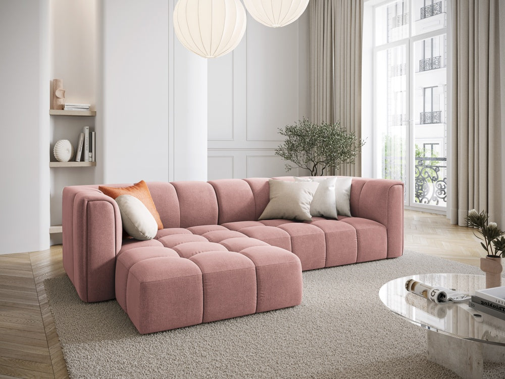 
3-Sitzer Design Ecksofa "Adams" - Chenille Rosa / Eckteil links