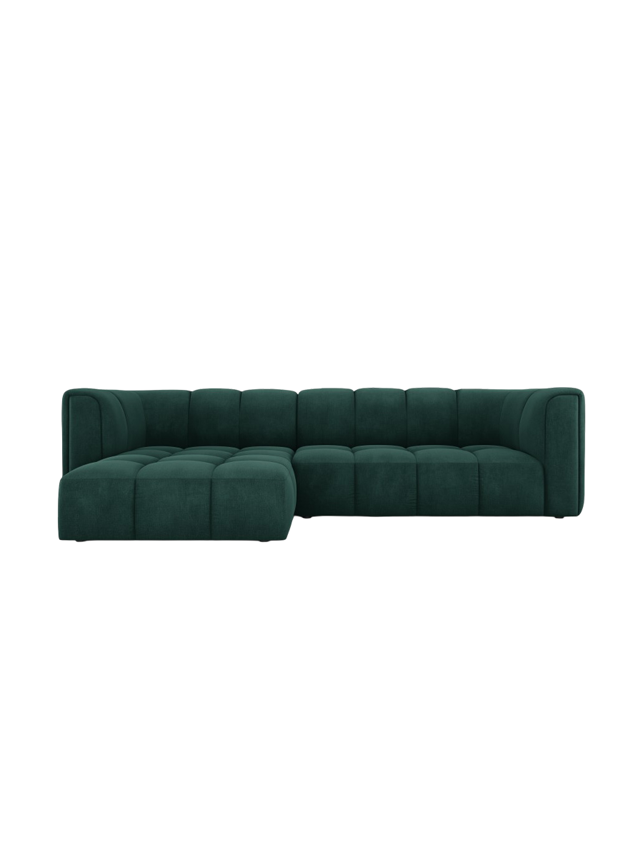 
3-Sitzer Design Ecksofa "Adams" - Chenille Flaschengrün / Eckteil links