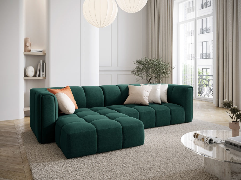 
3-Sitzer Design Ecksofa "Adams" - Chenille Flaschengrün / Eckteil links