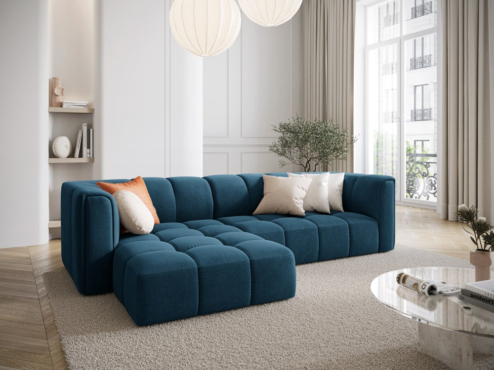 
3-Sitzer Design Ecksofa "Adams" - Chenille Königsblau / Eckteil links