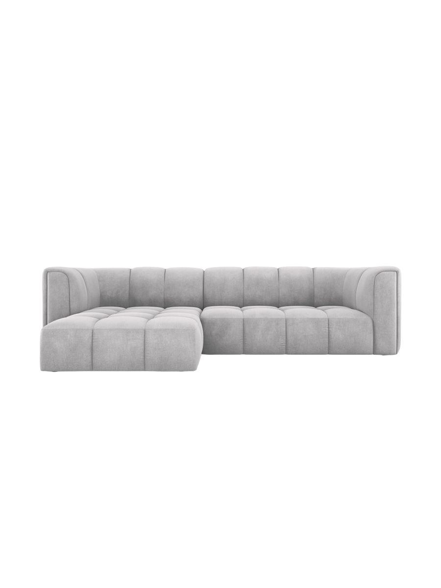 
3-Sitzer Design Ecksofa "Adams" - Chenille Hellgrau / Eckteil links