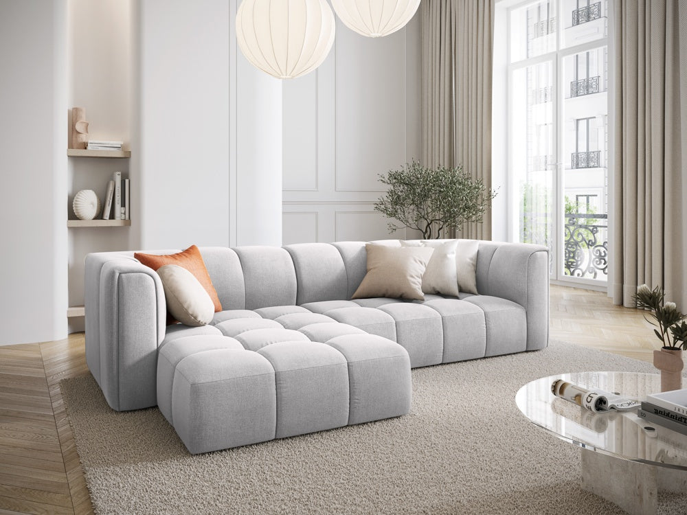 
3-Sitzer Design Ecksofa "Adams" - Chenille Hellgrau / Eckteil links
