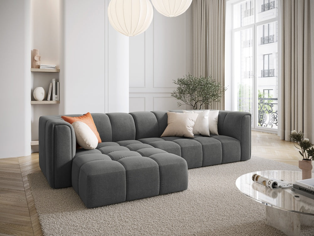 
3-Sitzer Design Ecksofa "Adams" - Chenille Dunkelgrau / Eckteil links