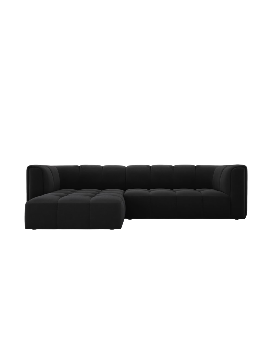 
3-Sitzer Design Ecksofa "Adams" - Samt Schwarz / Eckteil links