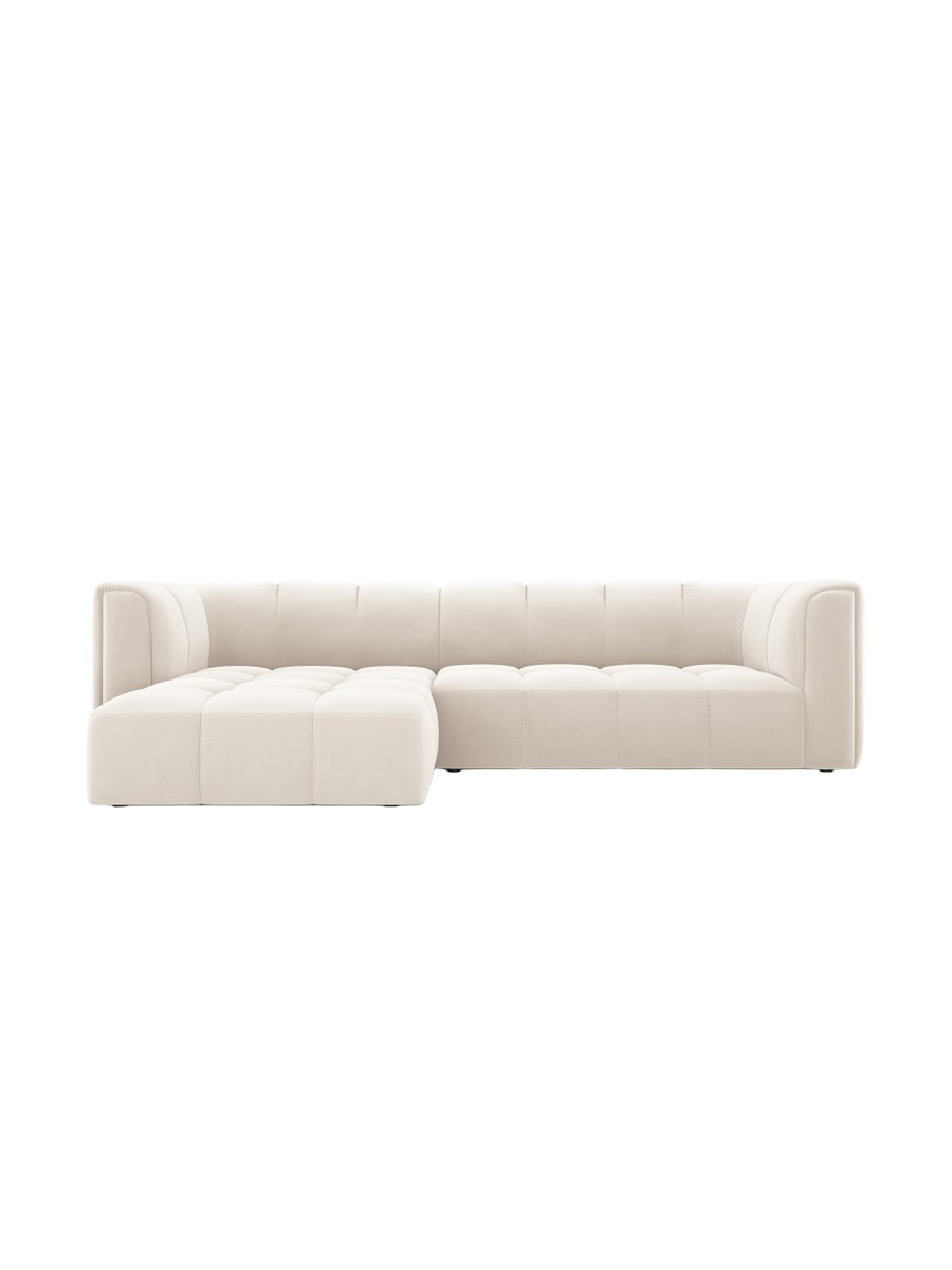 
3-Sitzer Design Ecksofa "Adams" - Samt Light Beige / Eckteil links