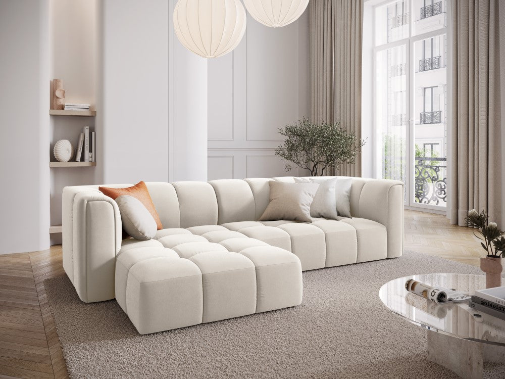 
3-Sitzer Design Ecksofa "Adams" - Samt Light Beige / Eckteil links