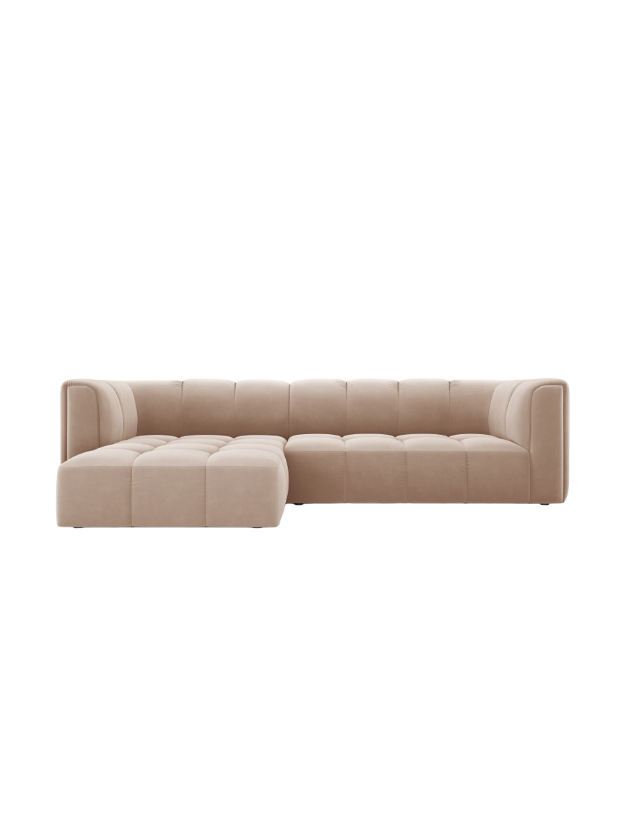 
3-Sitzer Design Ecksofa "Adams" - Samt  Beige / Eckteil links