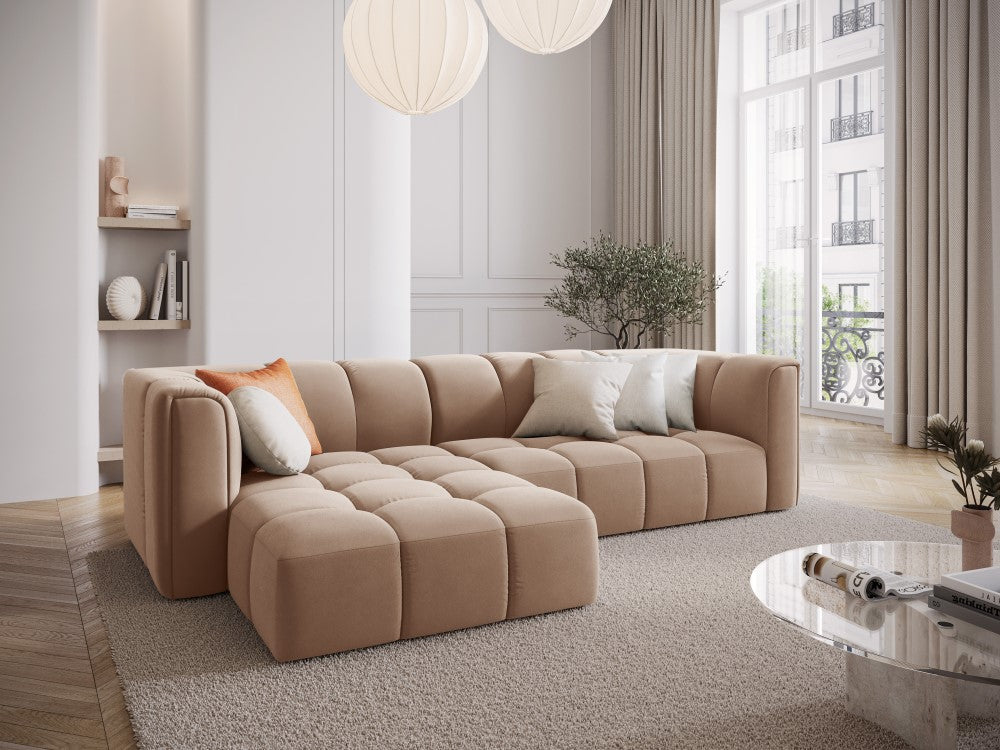 
3-Sitzer Design Ecksofa "Adams" - Samt  Beige / Eckteil links