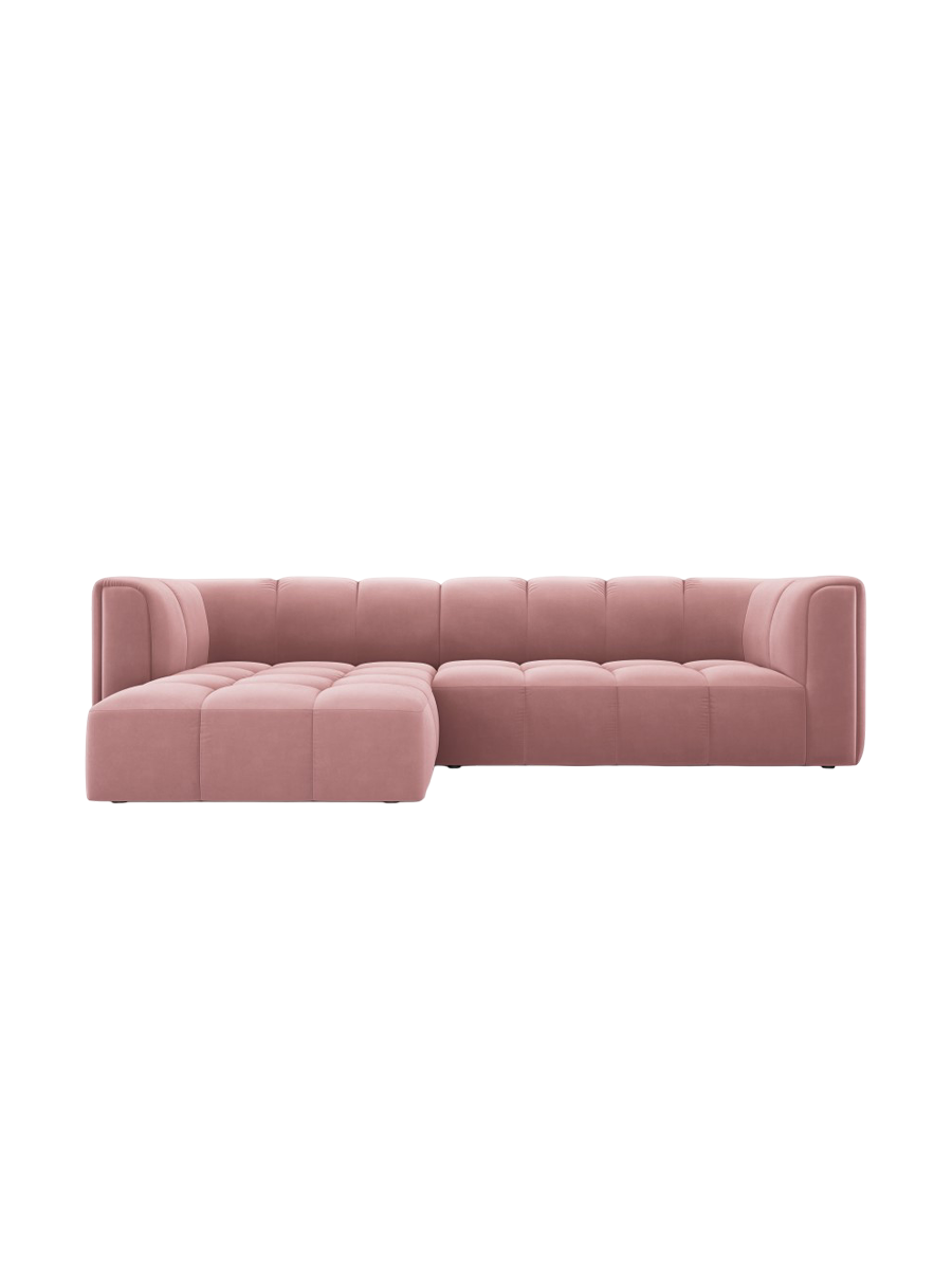 
3-Sitzer Design Ecksofa "Adams" - Samt  Rosa / Eckteil links