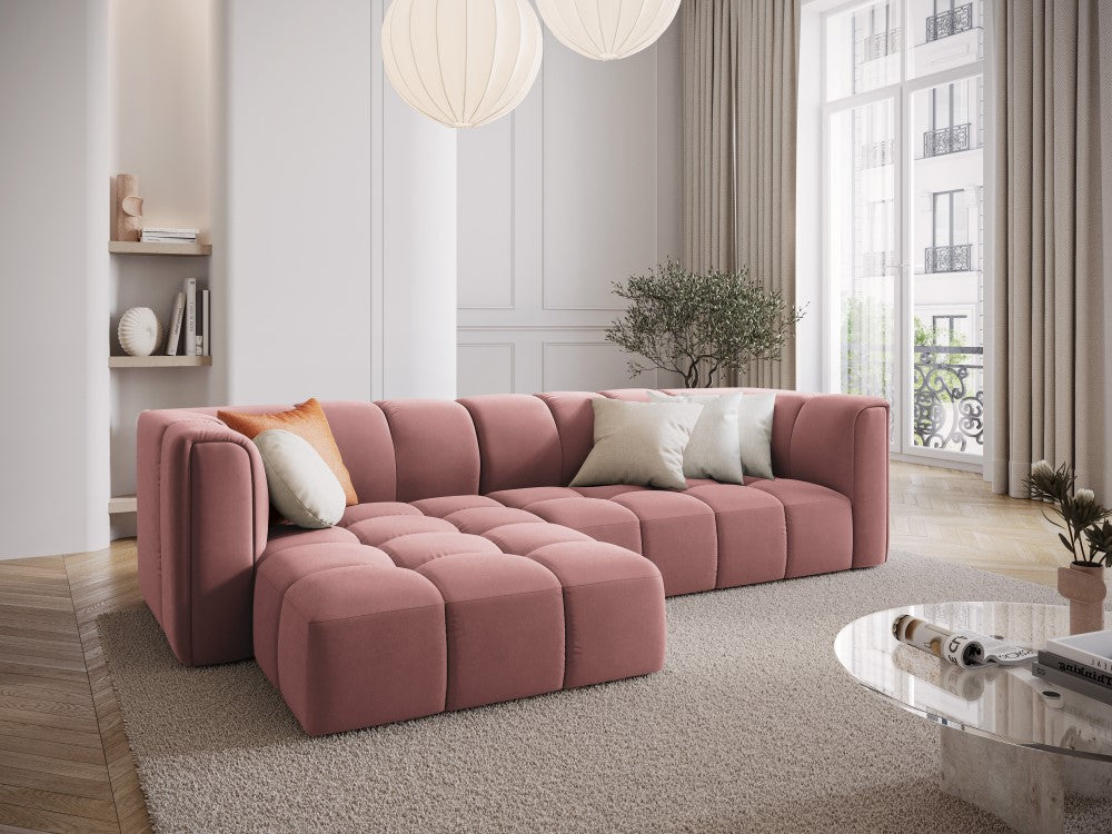 
3-Sitzer Design Ecksofa "Adams" - Samt  Rosa / Eckteil links