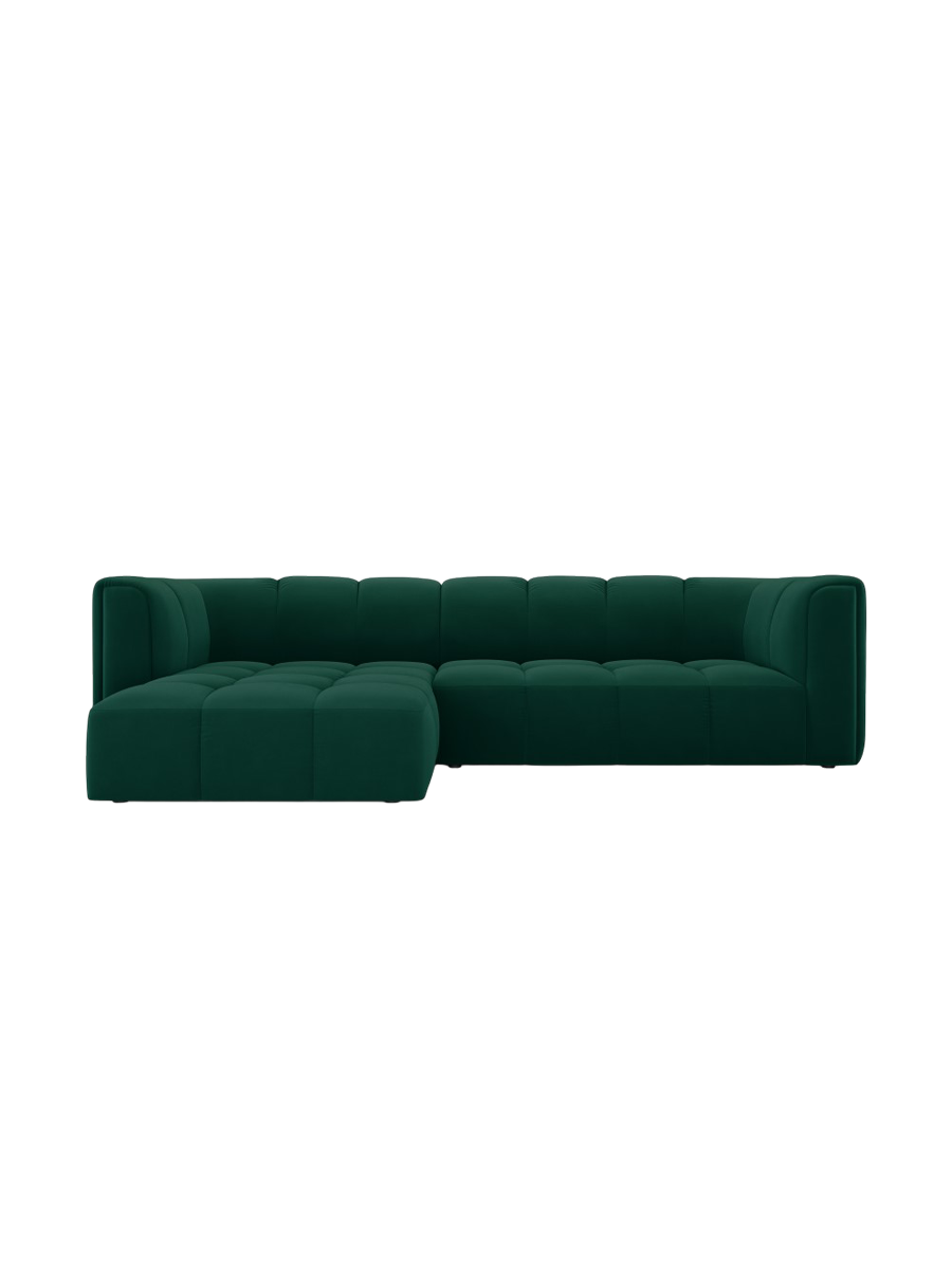 
3-Sitzer Design Ecksofa "Adams" - Samt Flaschengrün / Eckteil links