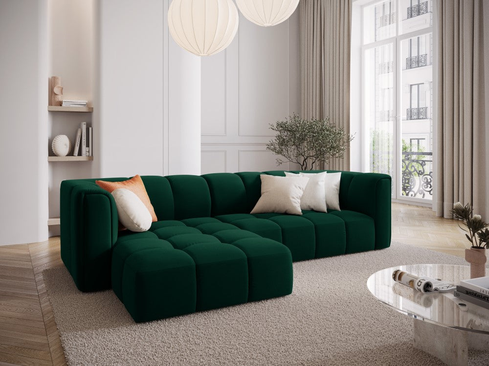 
3-Sitzer Design Ecksofa "Adams" - Samt Flaschengrün / Eckteil links