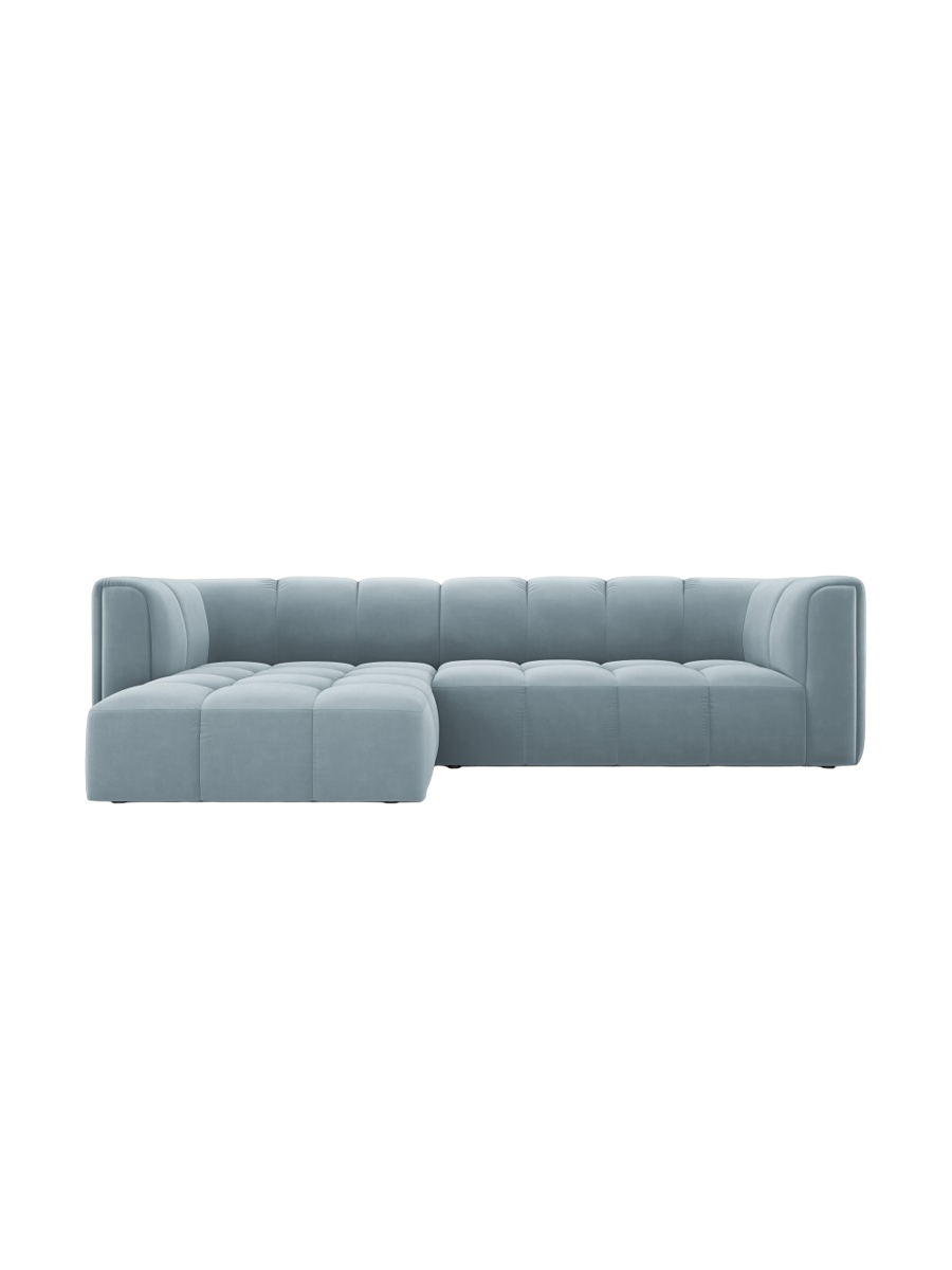 
3-Sitzer Design Ecksofa "Adams" - Samt Hellblau / Eckteil links