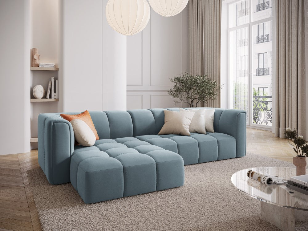 
3-Sitzer Design Ecksofa "Adams" - Samt Hellblau / Eckteil links