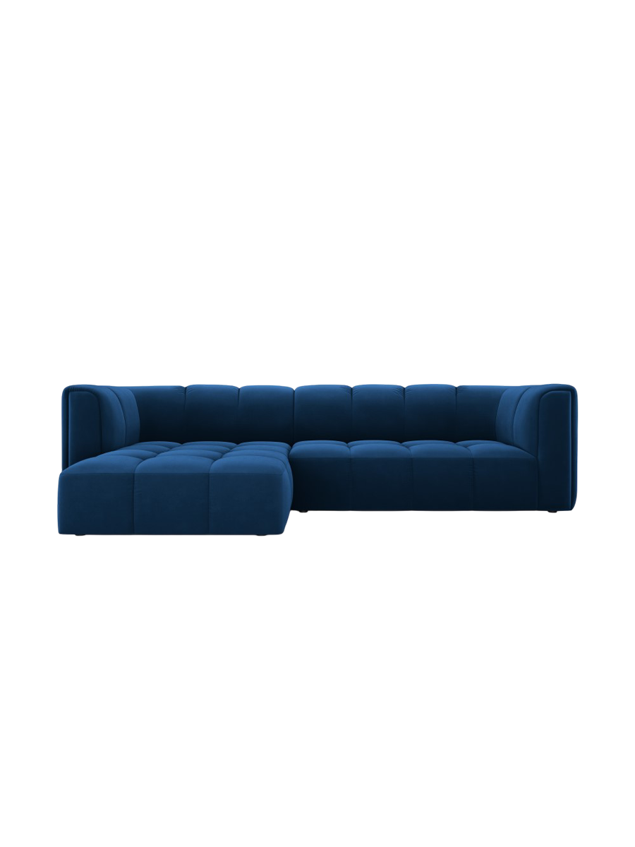 
3-Sitzer Design Ecksofa "Adams" - Samt Königsblau / Eckteil links