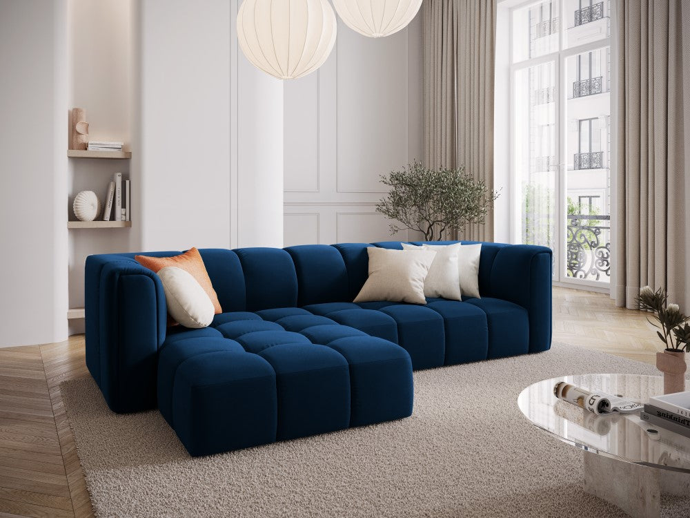 
3-Sitzer Design Ecksofa "Adams" - Samt Königsblau / Eckteil links
