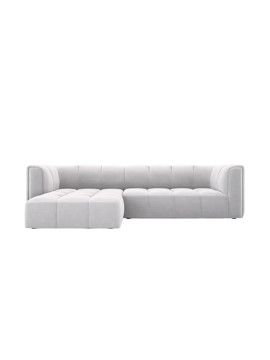 
3-Sitzer Design Ecksofa "Adams" - Samt Silver / Eckteil links
