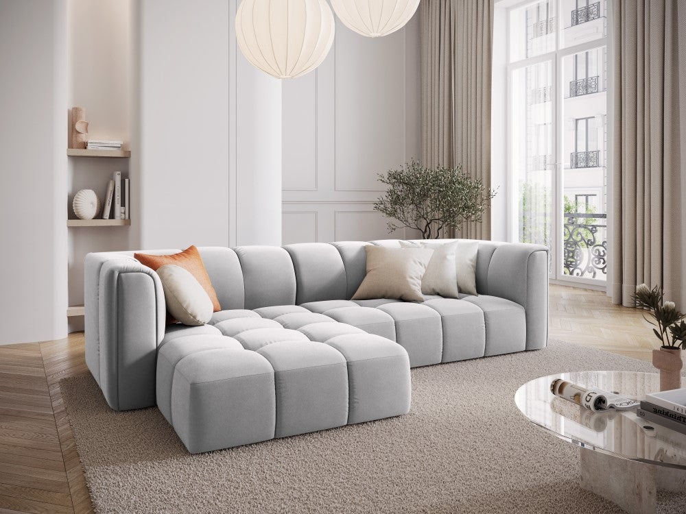 
3-Sitzer Design Ecksofa "Adams" - Samt Silver / Eckteil links