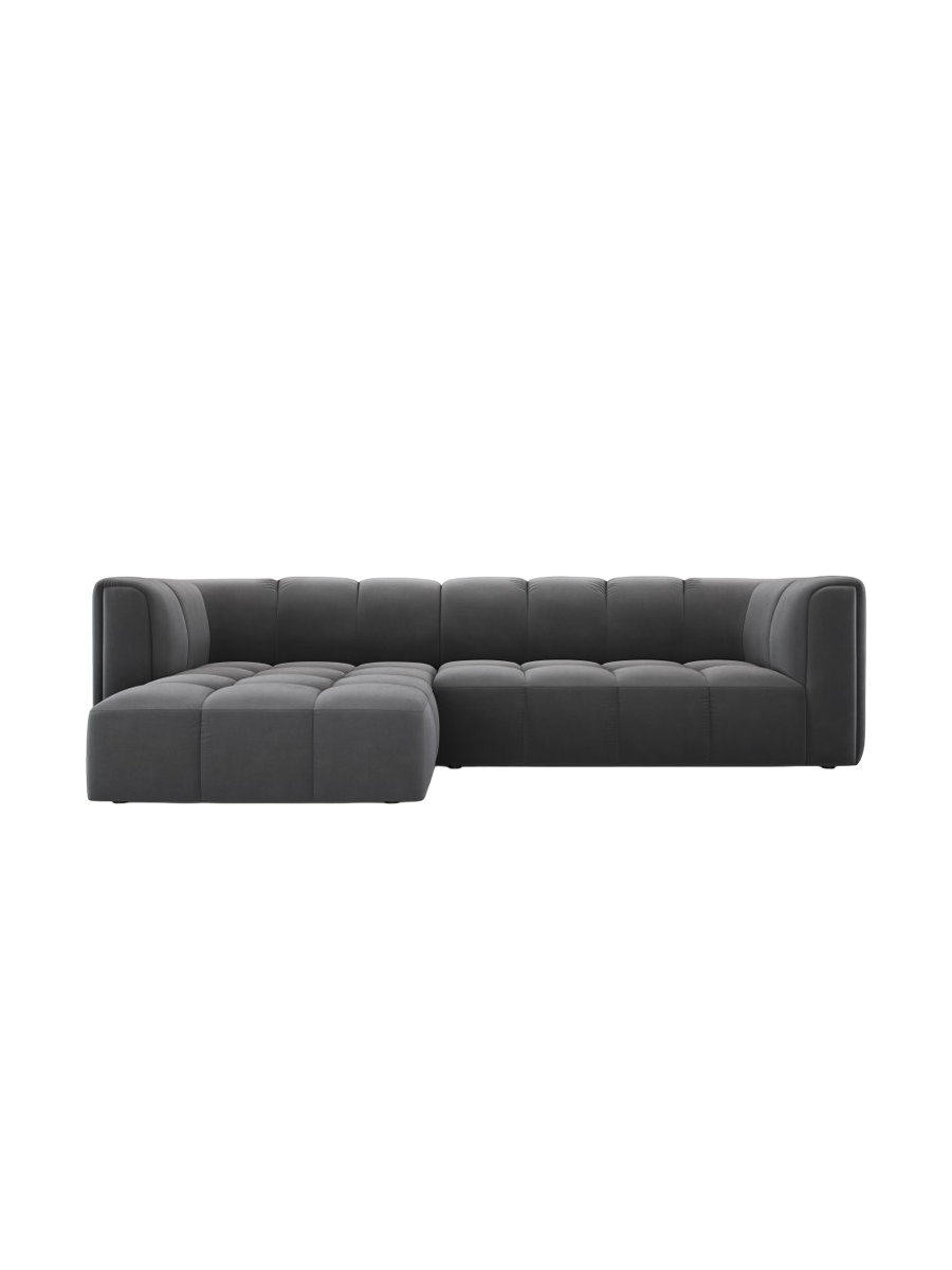 
3-Sitzer Design Ecksofa "Adams" - Samt Grau / Eckteil links