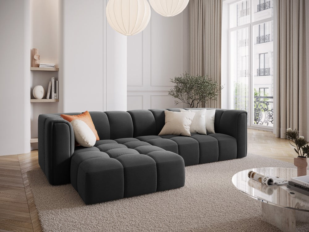 
3-Sitzer Design Ecksofa "Adams" - Samt Grau / Eckteil links