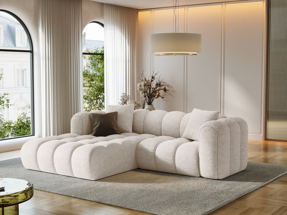 
3-seater designer corner sofa "Arden" - Structured Fabric Beige / Left corner section