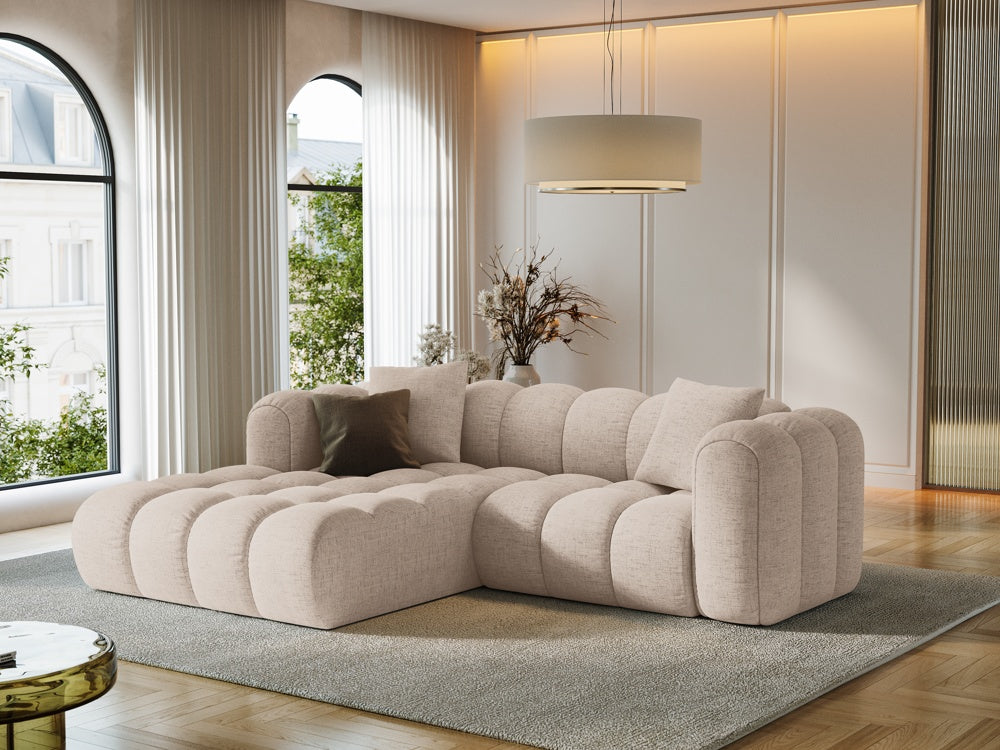 
3-seater designer corner sofa "Arden" - Structured fabric Cappuccino / Left corner section