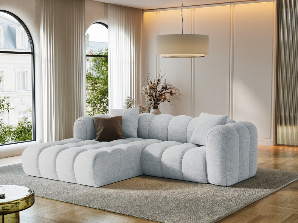 
3-seater designer corner sofa "Arden" - Structural Fabric Light Grey / Left corner section