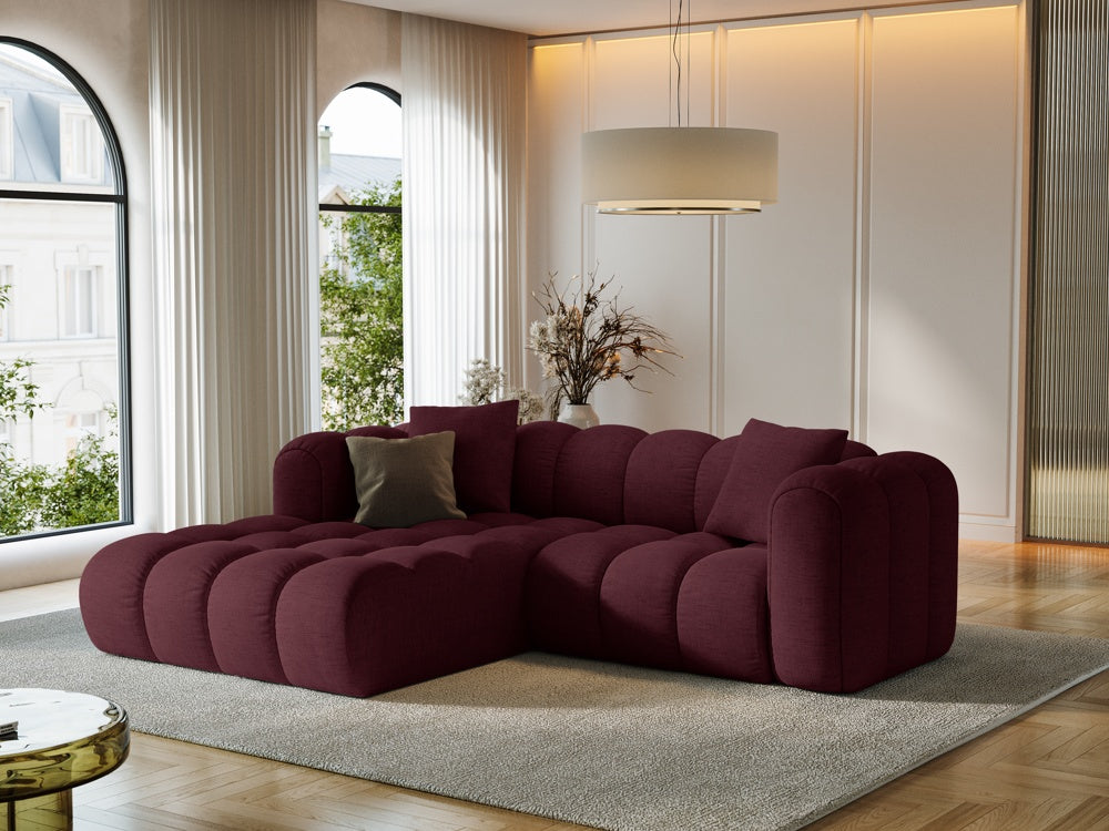 
3-seater designer corner sofa "Arden" - Structured Fabric Bordeaux / Left corner section