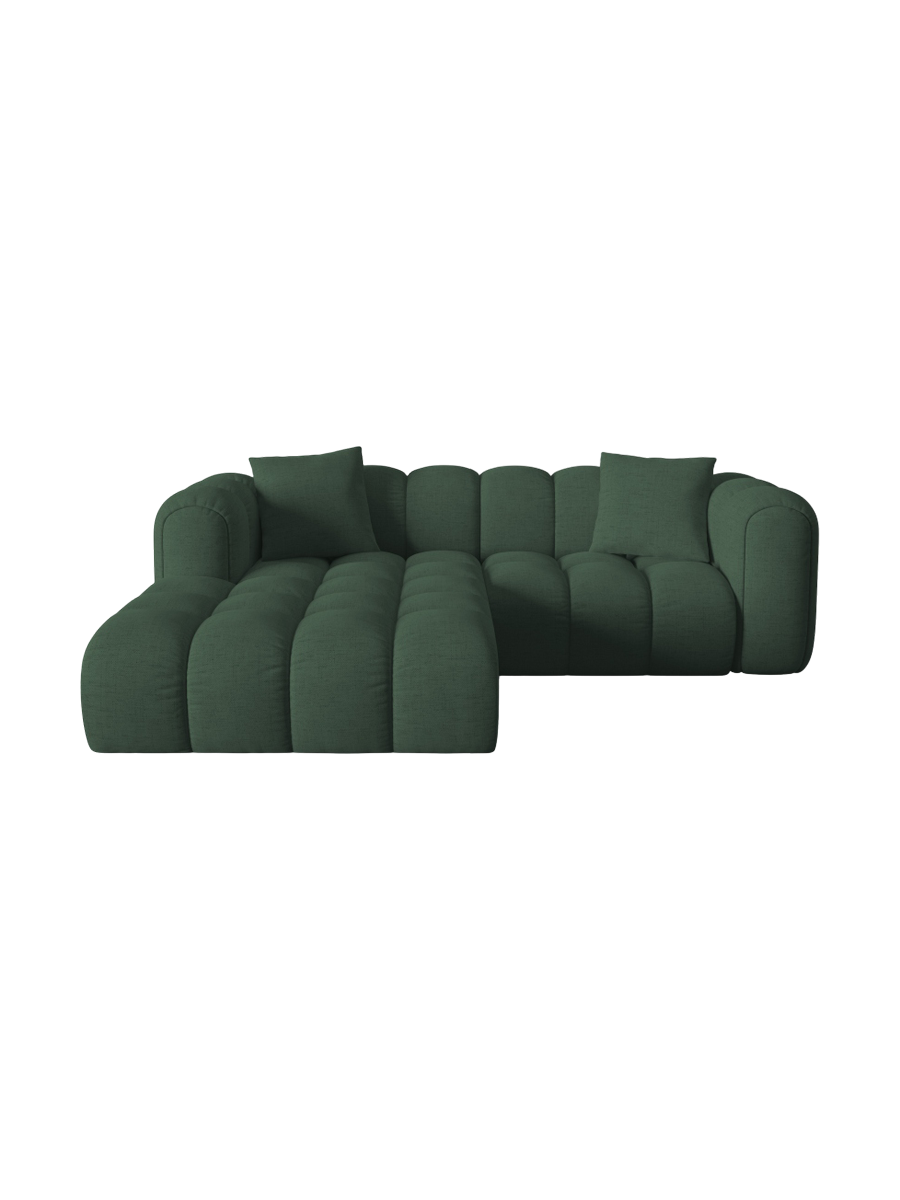 
3-seater designer corner sofa "Arden" - Textured Fabric Green / Left corner section
