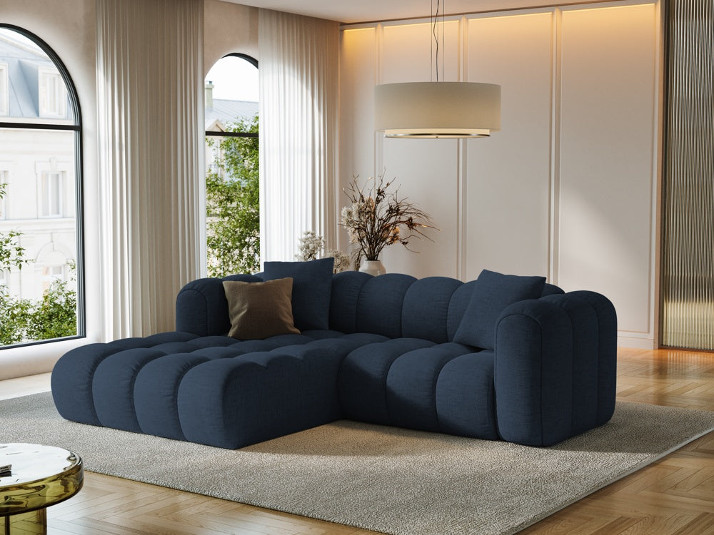 
3-seater designer corner sofa "Arden" - Structured Fabric Dark Blue / Left corner section
