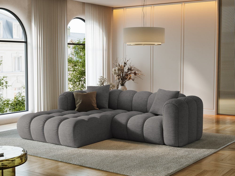 
3-seater designer corner sofa "Arden" - Textured Fabric Grey / Left corner section