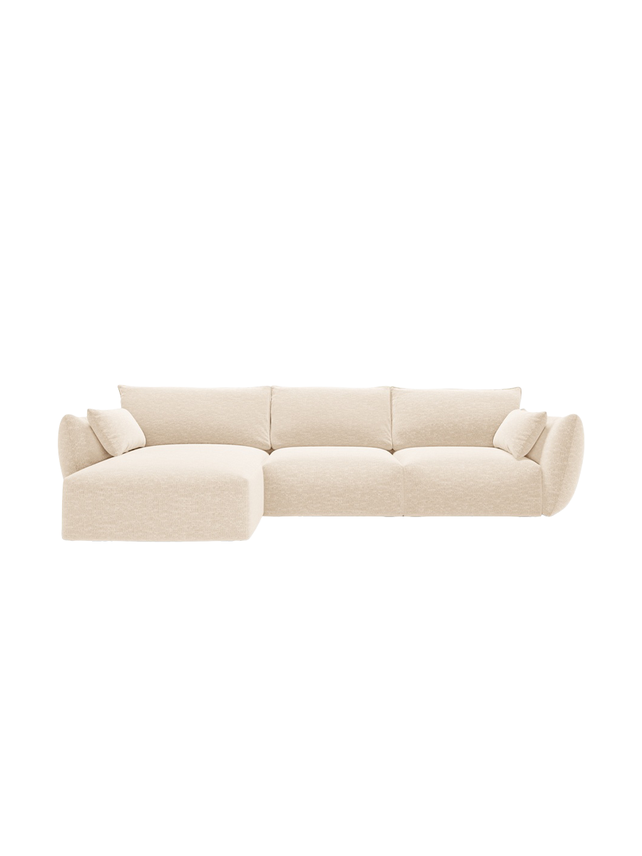 
Canapé d'angle design "Clau" 4 places - Chenille Beige Clair / Pièce d'angle gauche