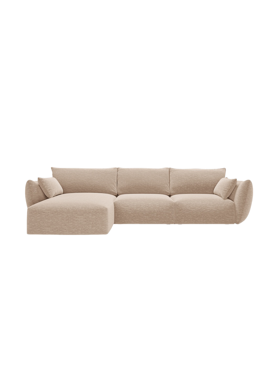 
Canapé d'angle design "Clau" 4 places - Chenille beige / Pièce d'angle gauche