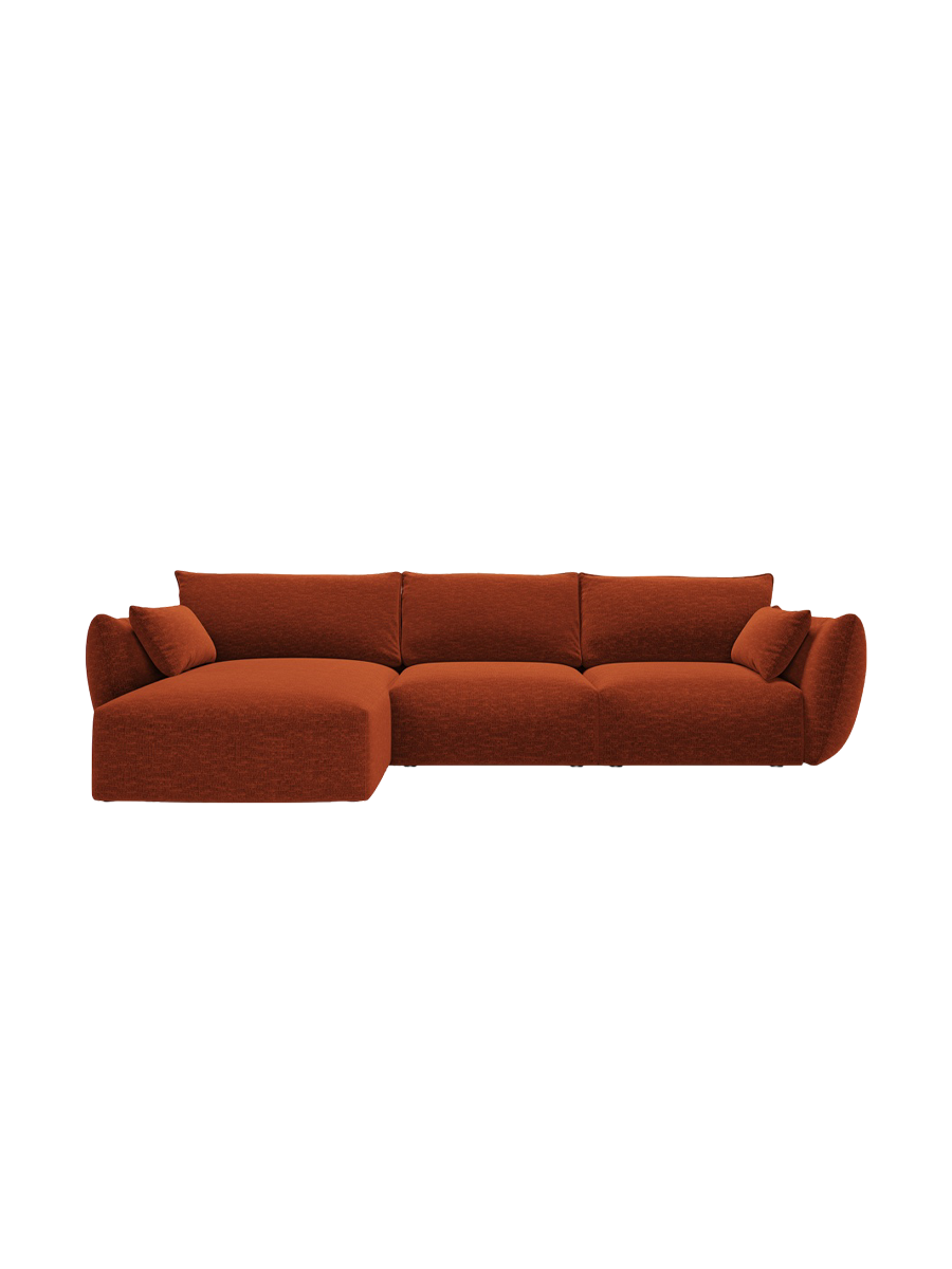 
Canapé d'angle design "Clau" 4 places - Chenille Terre cuite / Pièce d'angle gauche