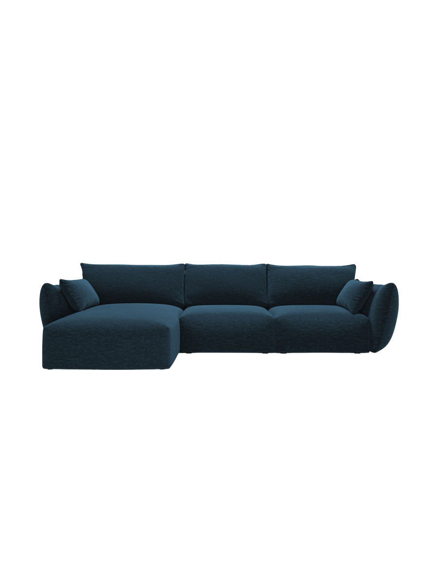 
Canapé d'angle design "Clau" 4 places - Chenille bleu roi / Pièce d'angle gauche