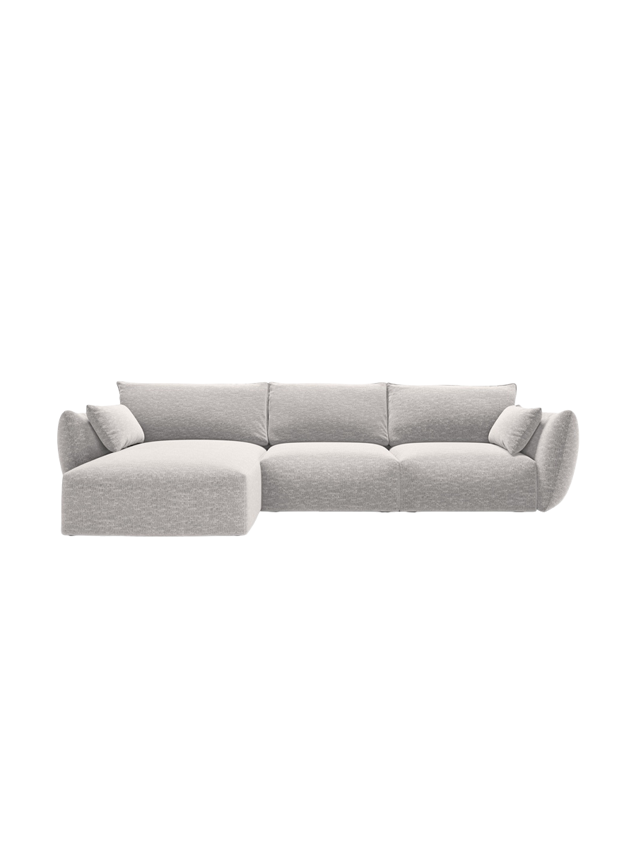 
Canapé d'angle design "Clau" 4 places - Chenille Gris clair / Pièce d'angle gauche