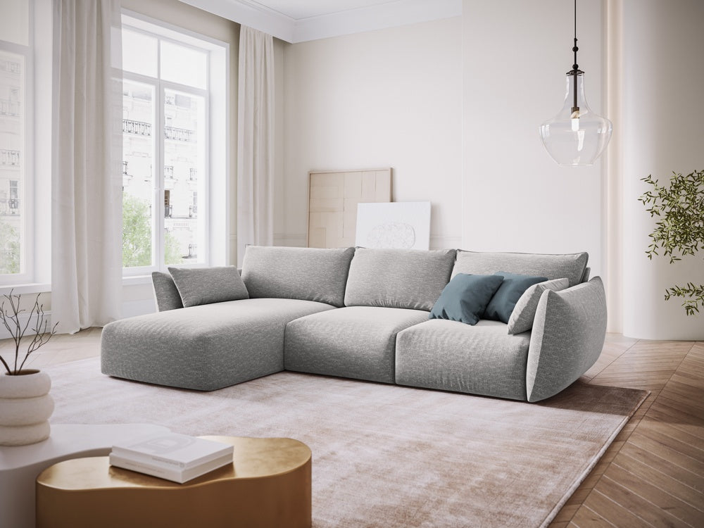 
Canapé d'angle design "Clau" 4 places - Chenille Gris clair / Pièce d'angle gauche