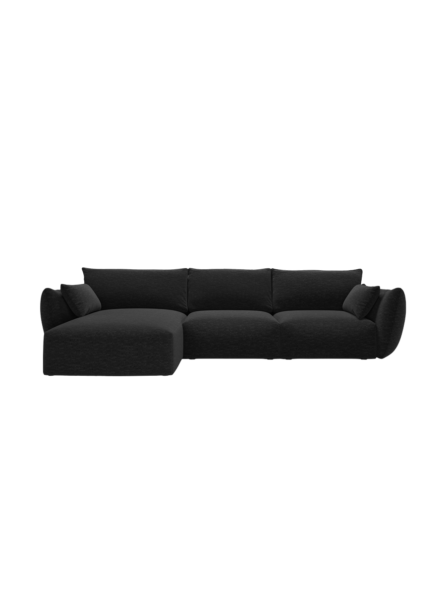 
Canapé d'angle design "Clau" 4 places - Chenille noire / Pièce d'angle gauche