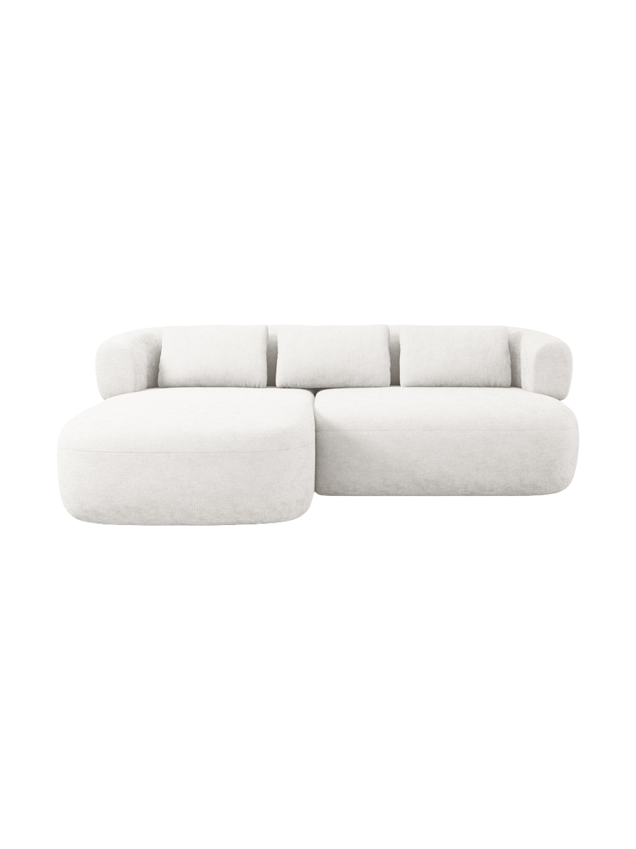 
3-Seater Designer Corner Sofa "Estro" - Chenille Light Beige / Left corner section