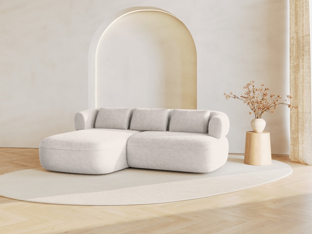 
3-Seater Designer Corner Sofa "Estro" - Chenille Light Beige / Left corner section