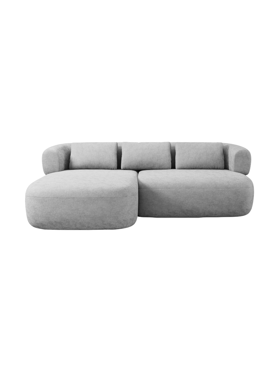 
3-Seater Designer Corner Sofa "Estro" - Chenille Silver / Left corner section
