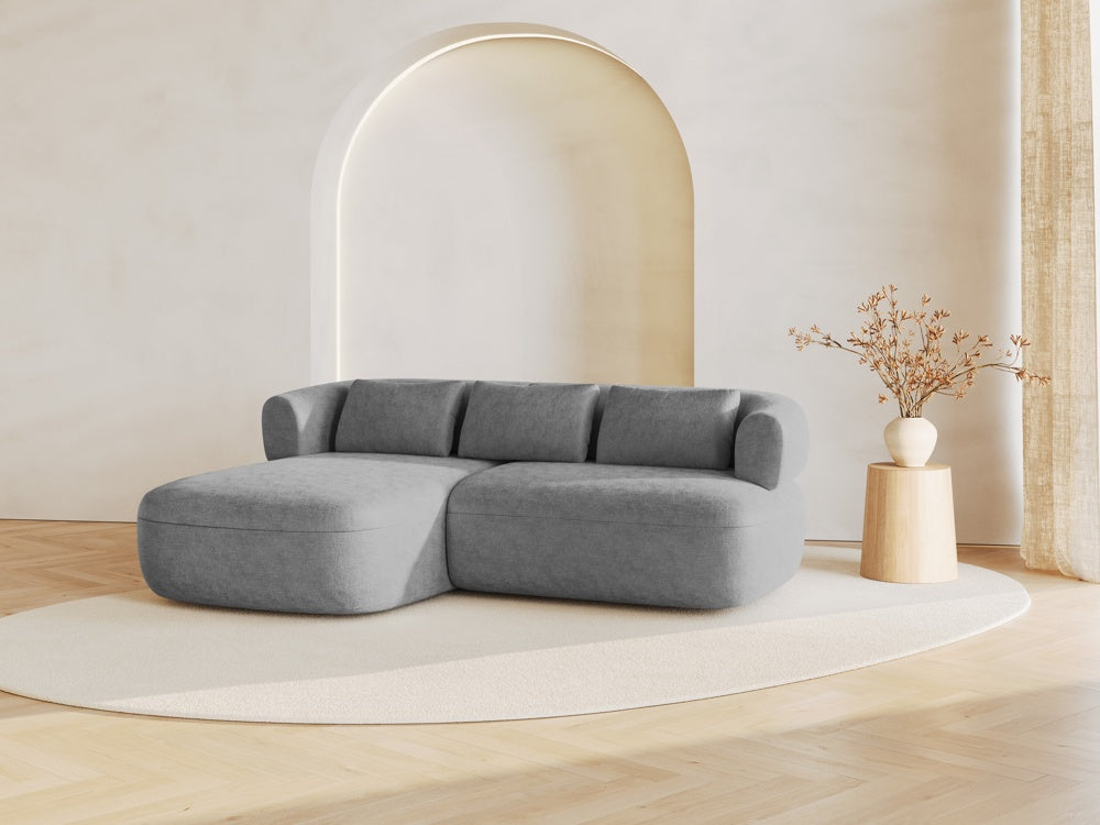 
3-Seater Designer Corner Sofa "Estro" - Chenille Silver / Left corner section
