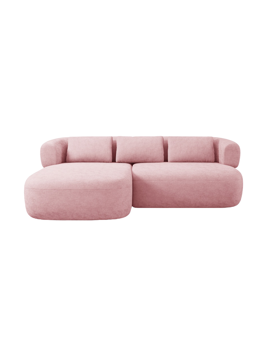 
3-Seater Designer Corner Sofa "Estro" - Chenille Pink / Left corner section
