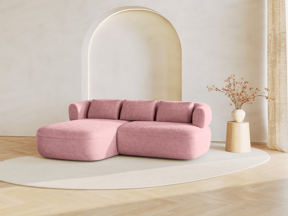 
3-Seater Designer Corner Sofa "Estro" - Chenille Pink / Left corner section
